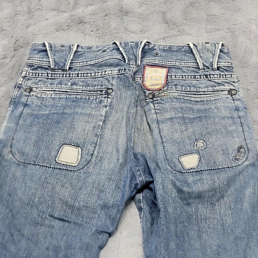 Diesel Jeans Mens 32x33‎ Blue Straight Distressed Motor Club Patch Biker Y2K - Picture 15 of 16